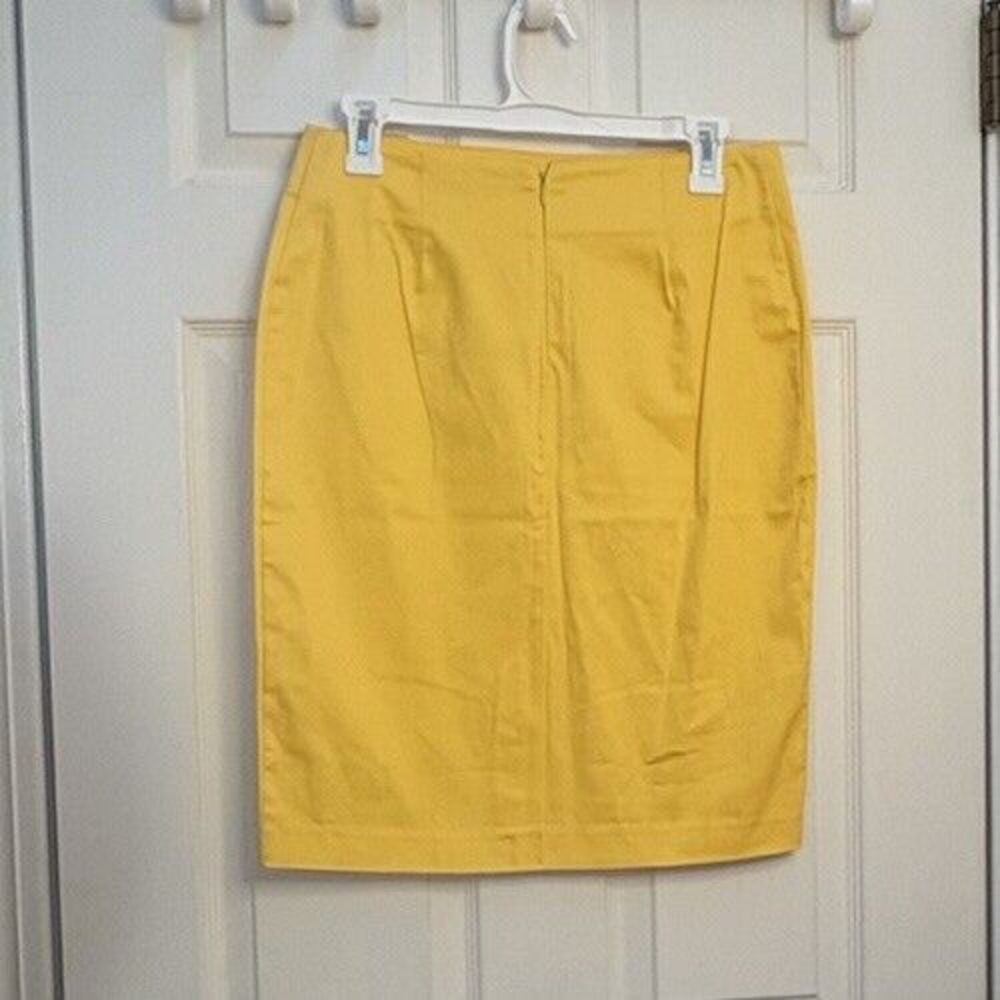 New York & Company Women's Stretch Pencil Skirt Knee Length Yellow Sz 2 - Picture 2 of 6